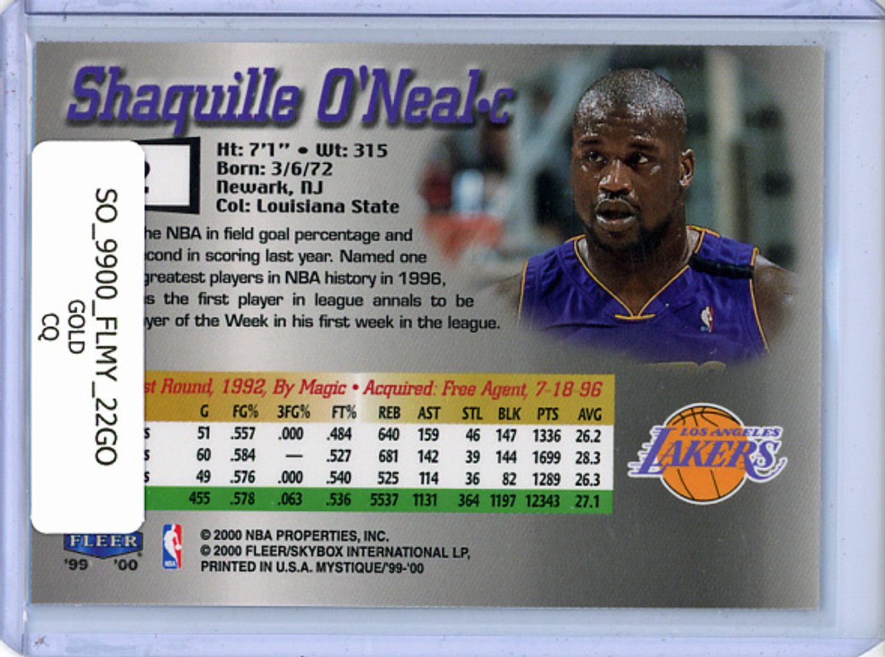 Shaquille O'Neal 1999-00 Mystique #22 Gold (CQ)