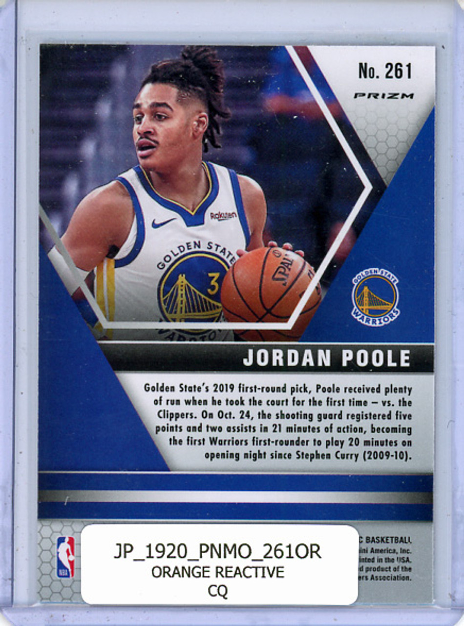 Jordan Poole 2019-20 Mosaic #261 NBA Debut Orange Reactive (CQ)