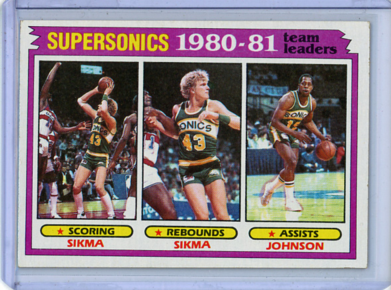 Jack Sikma, Vinnie Johnson 1981-82 Topps #64 Supersonics Team Leaders (NM) (1) (CQ)