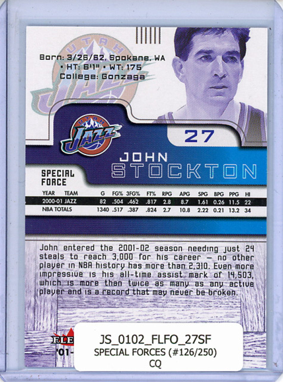 John Stockton 2001-02 Force #27 Special Forces (#126/250) (CQ)