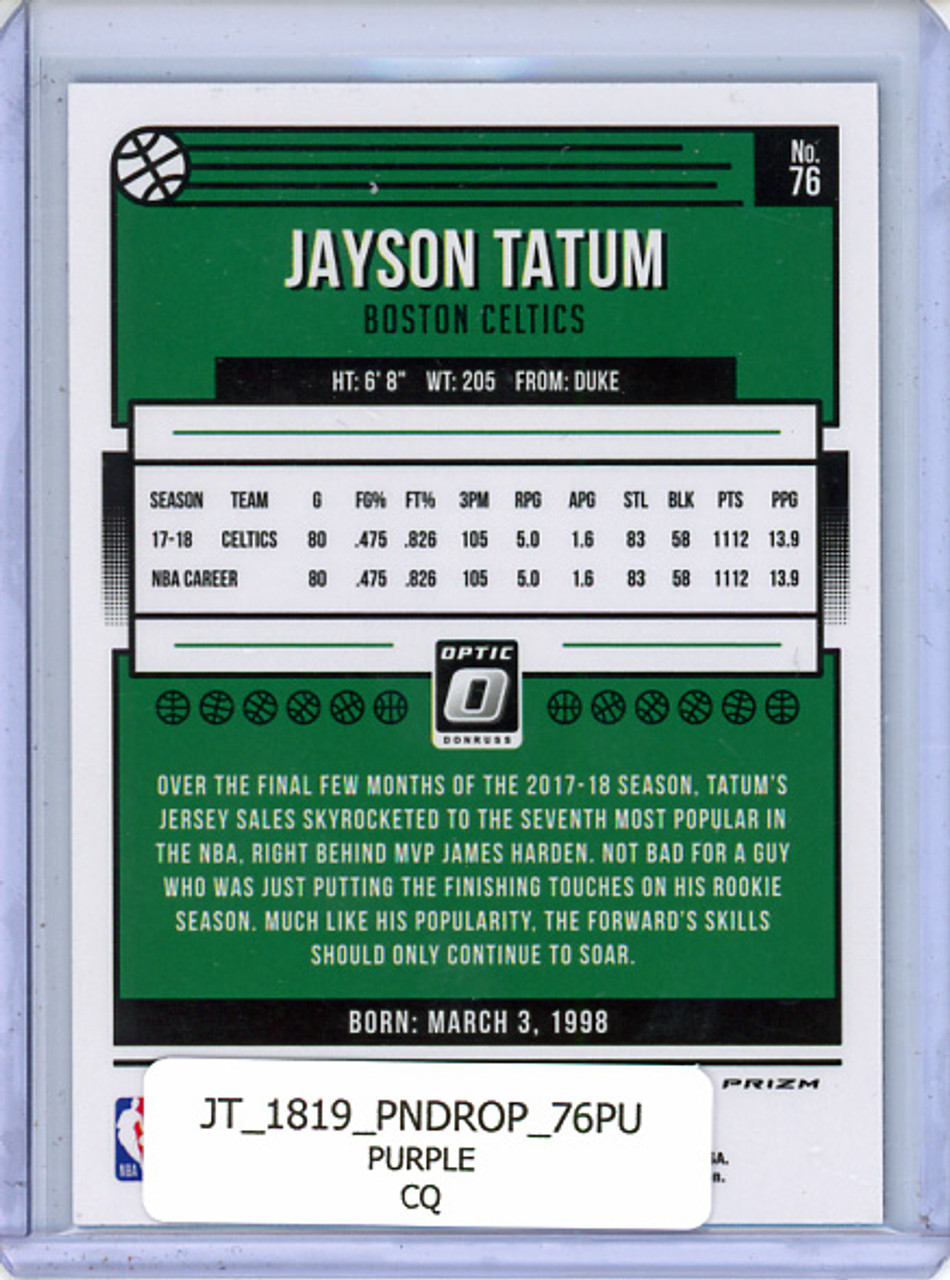 Jayson Tatum 2018-19 Donruss Optic #76 Purple (CQ)