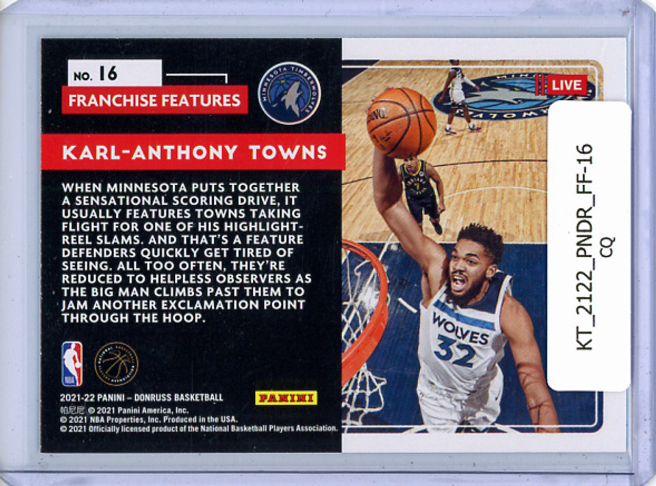 Karl-Anthony Towns 2021-22 Donruss, Franchise Features #16 (CQ)