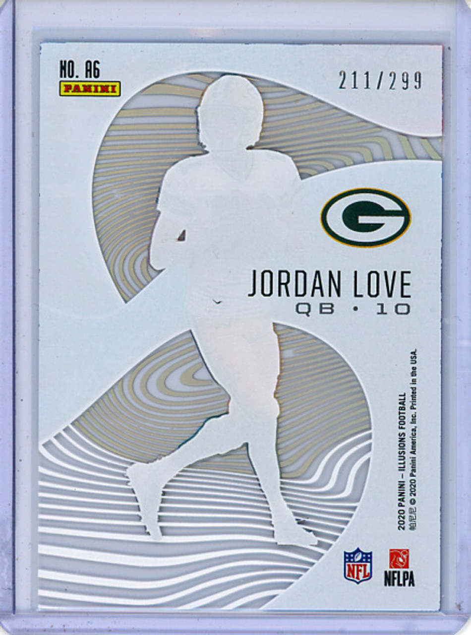 Jordan Love 2020 Illusions, Astounding #A6 Light Blue (#211/299) (CQ)