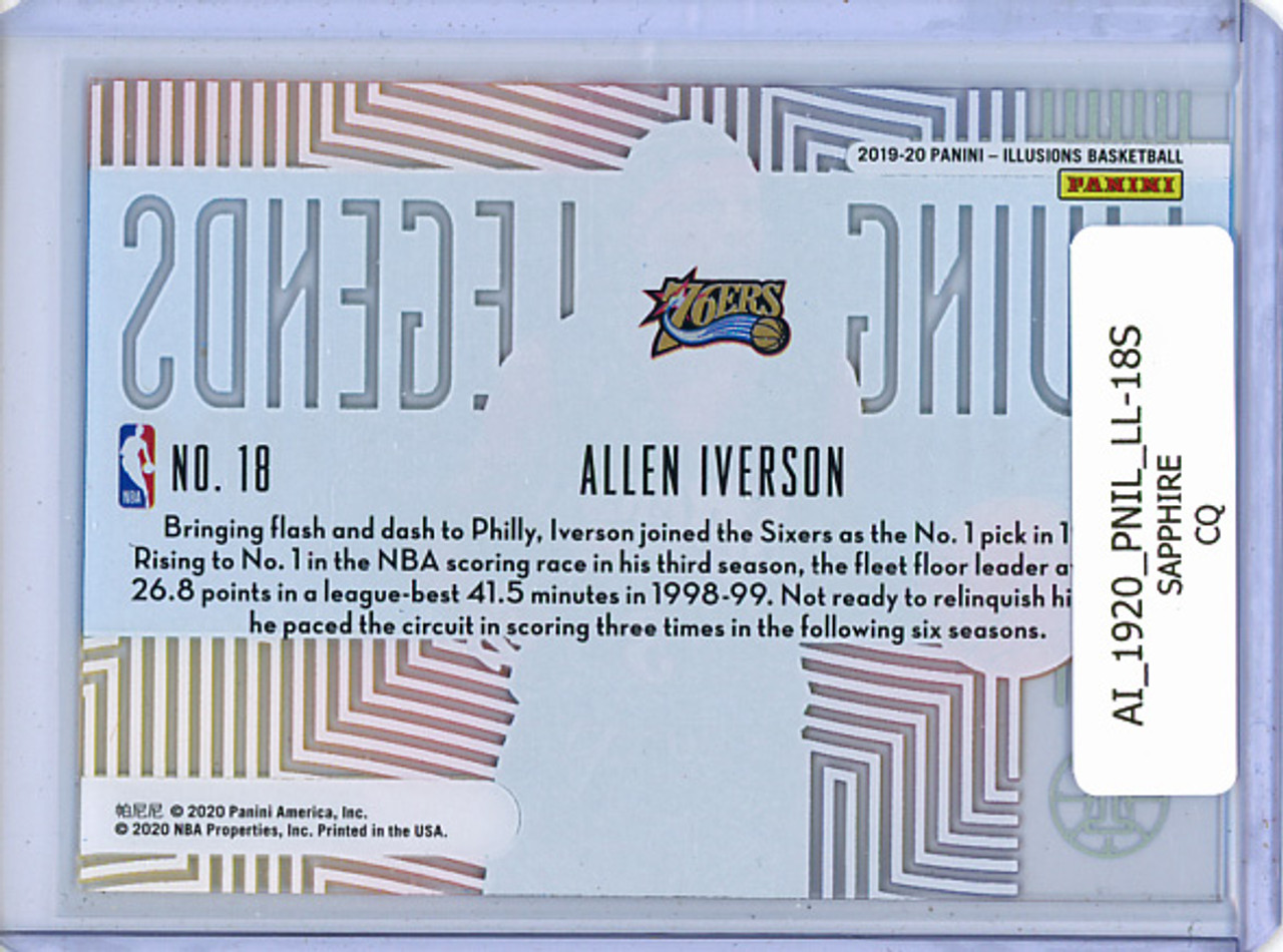 Allen Iverson 2019-20 Illusions, Living Legends #18 Sapphire (CQ)