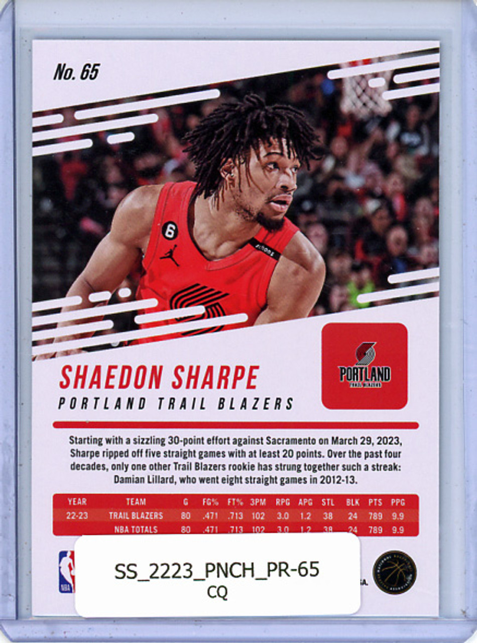 Shaedon Sharpe 2022-23 Chronicles, Prestige #65 (CQ)