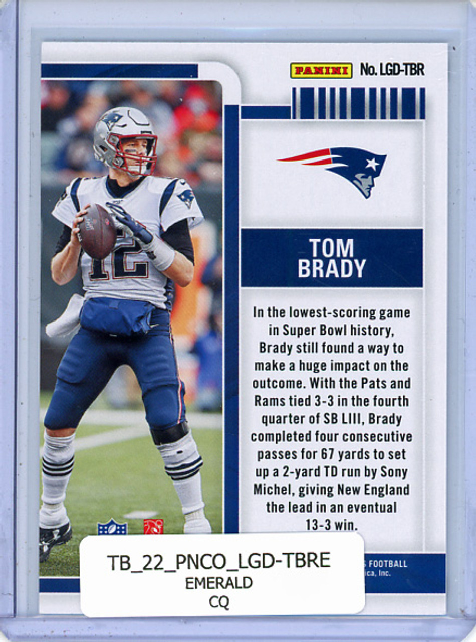 Tom Brady 2022 Contenders, Legendary Contenders #LGD-TBR Emerald (CQ)