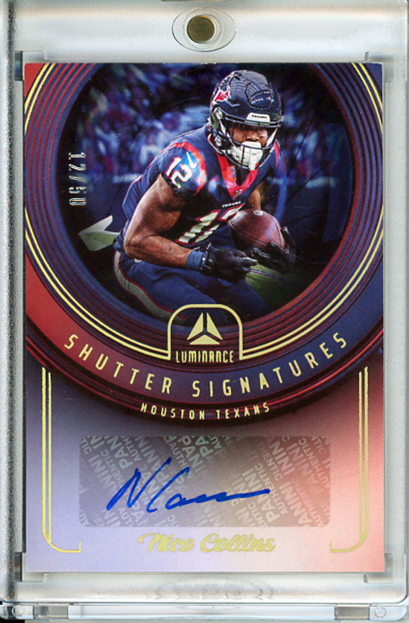 Nico Collins 2023 Luminance, Shutter Signatures #SHU-NC Gold (#12/50) (CQ)