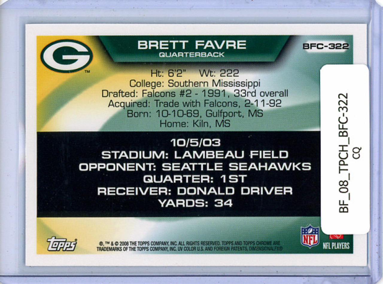 Brett Favre 2008 Topps Chrome, Brett Favre Collection #BFC-322 (CQ)