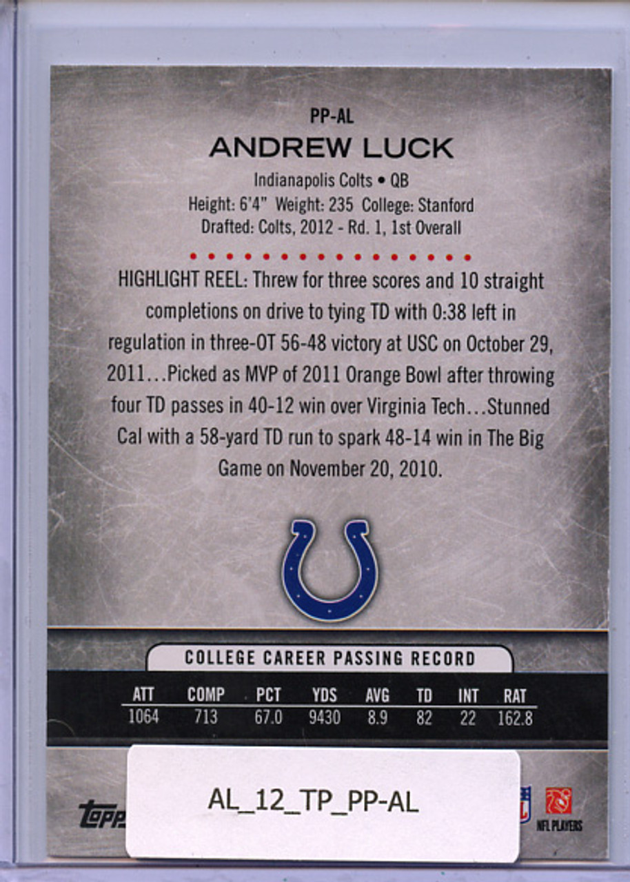 Andrew Luck 2012 Topps, Prolific Playmakers #PP-AL