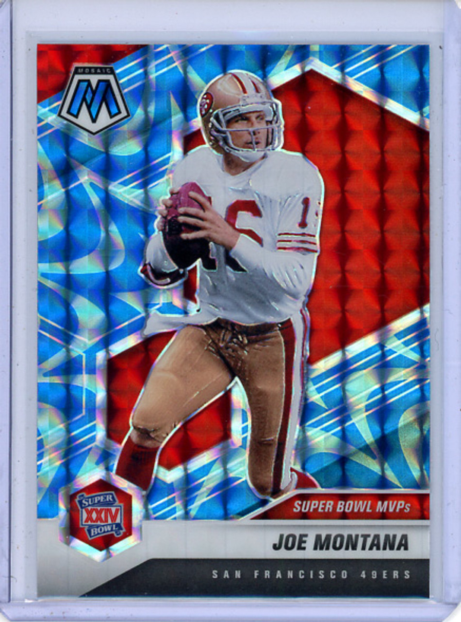 Joe Montana 2021 Mosaic #293 Super Bowl MVPs Blue Reactive (CQ)