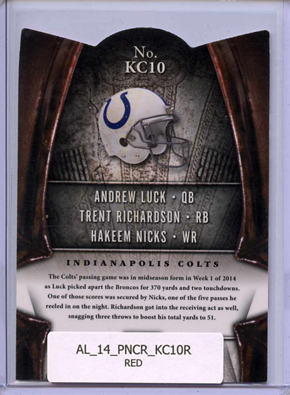 Andrew Luck, Trent Richardson, Hakeem Nicks 2014 Crown Royale, The King's Court #KC10 Red