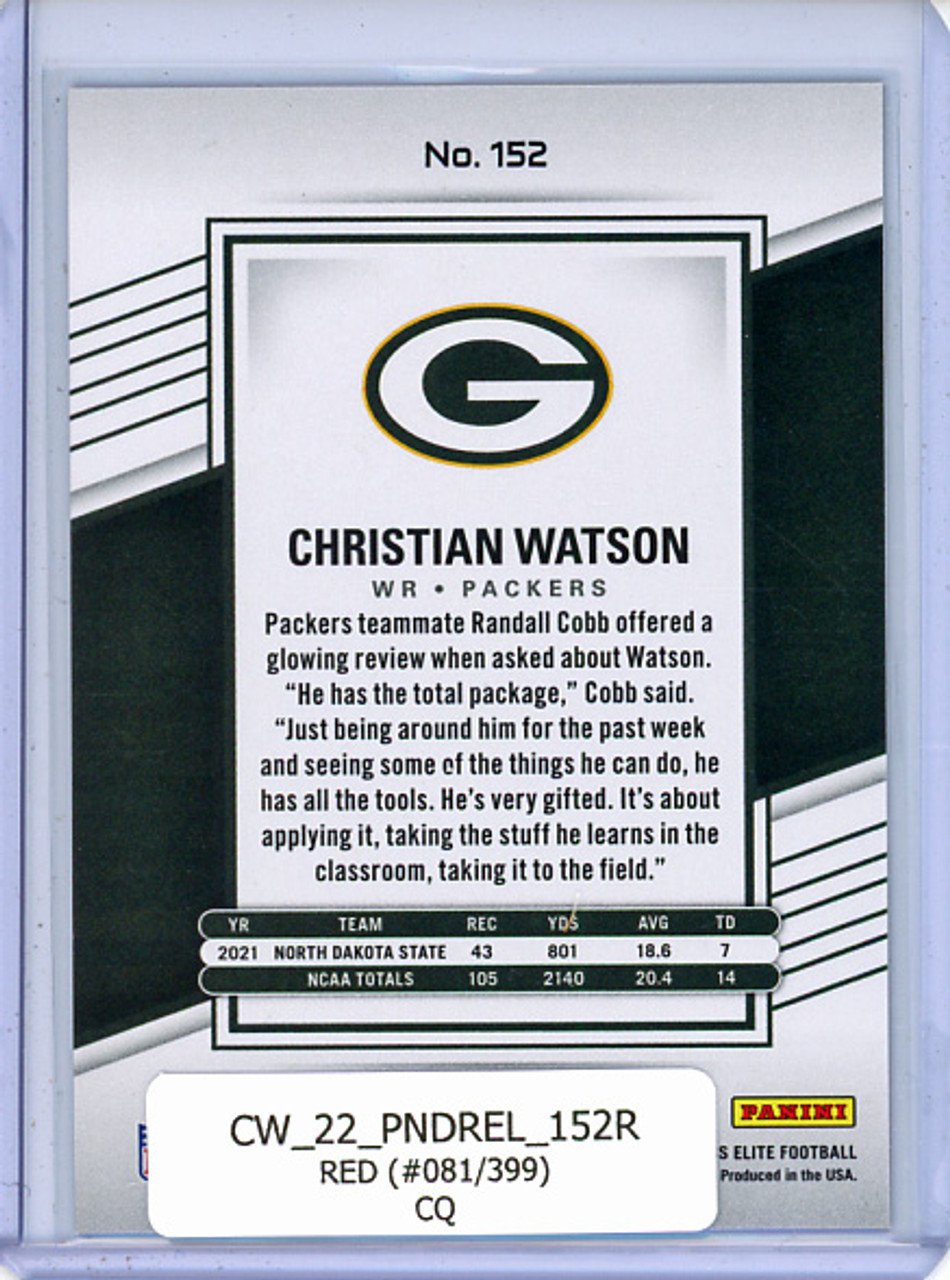 Christian Watson 2022 Donruss Elite #152 Red (#081/399) (CQ)