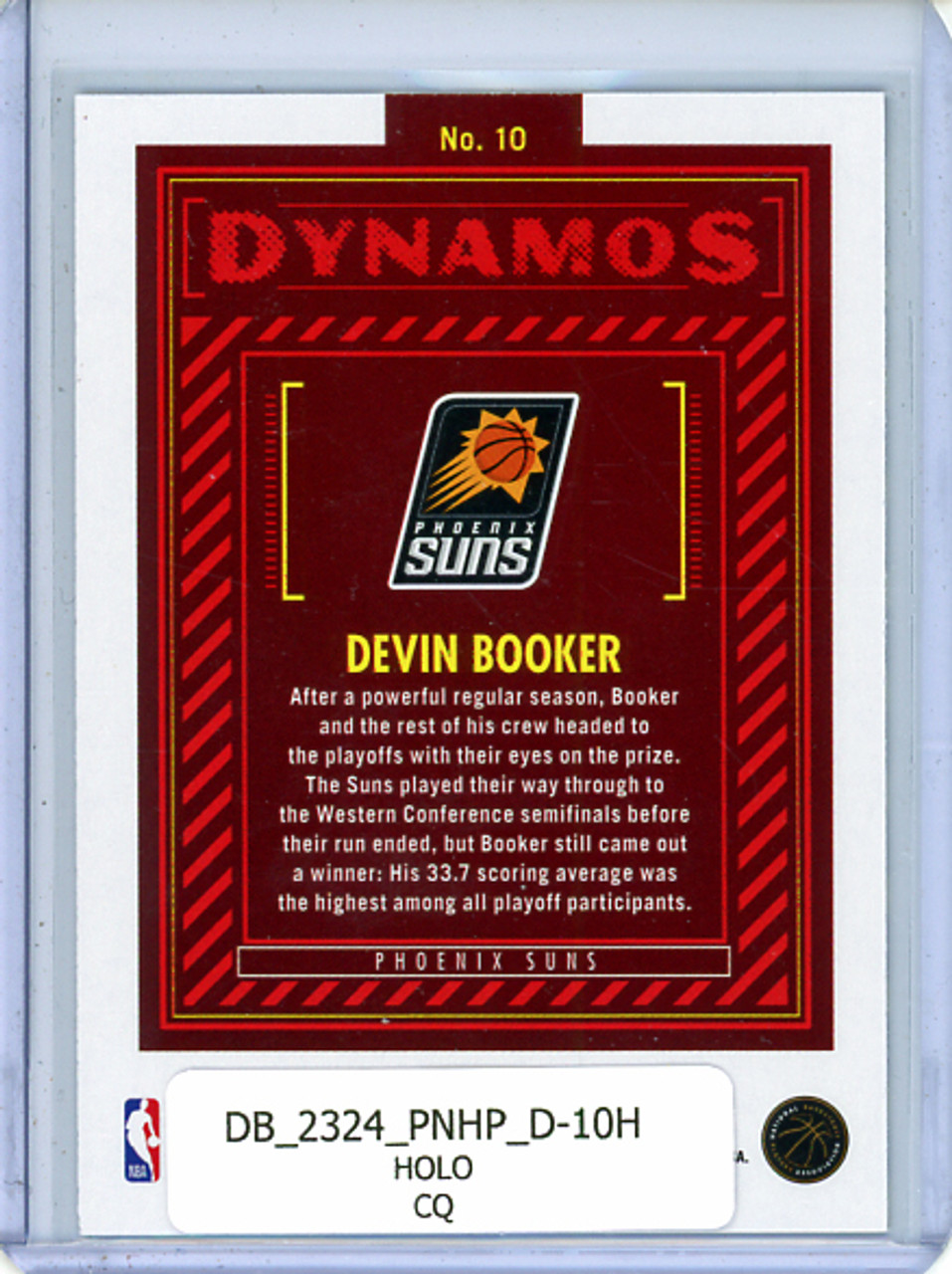 Devin Booker 2023-24 Hoops, Dynamos #10 Holo (CQ)
