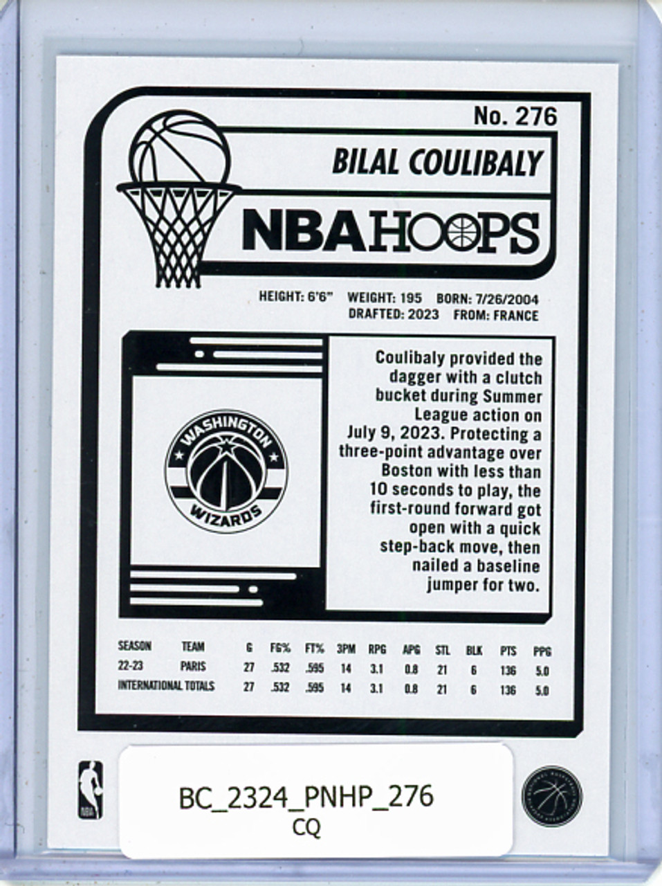 Bilal Coulibaly 2023-24 Hoops #276 (CQ)
