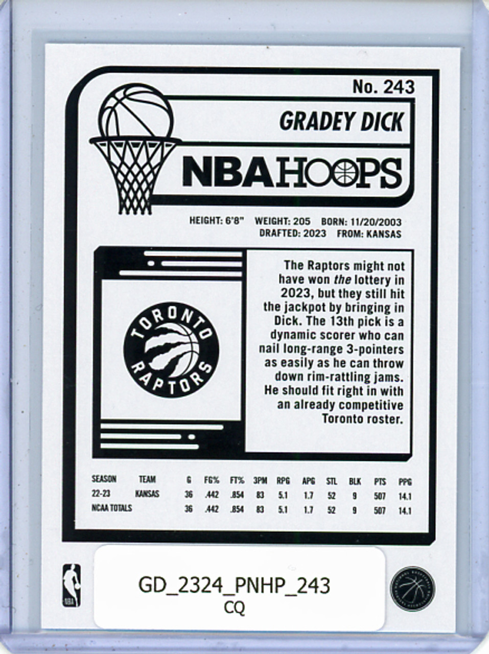 Gradey Dick 2023-24 Hoops #243 (CQ)