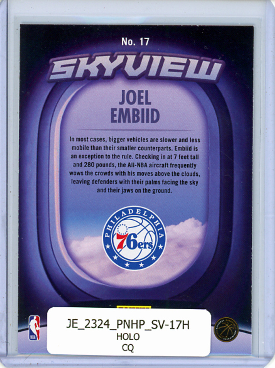 Joel Embiid 2023-24 Hoops, Skyview #17 Holo (CQ)