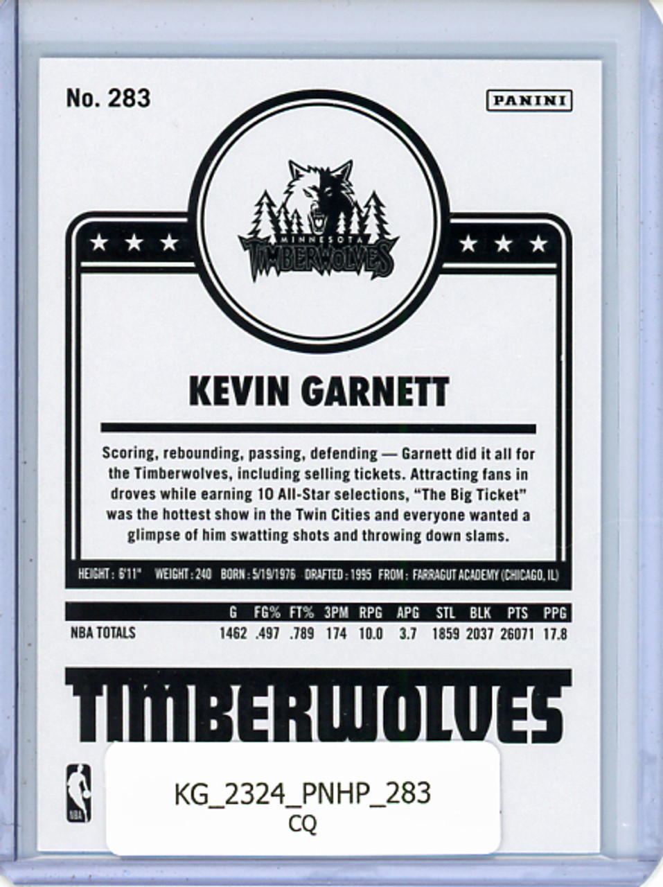 Kevin Garnett 2023-24 Hoops #283 Tribute (CQ)