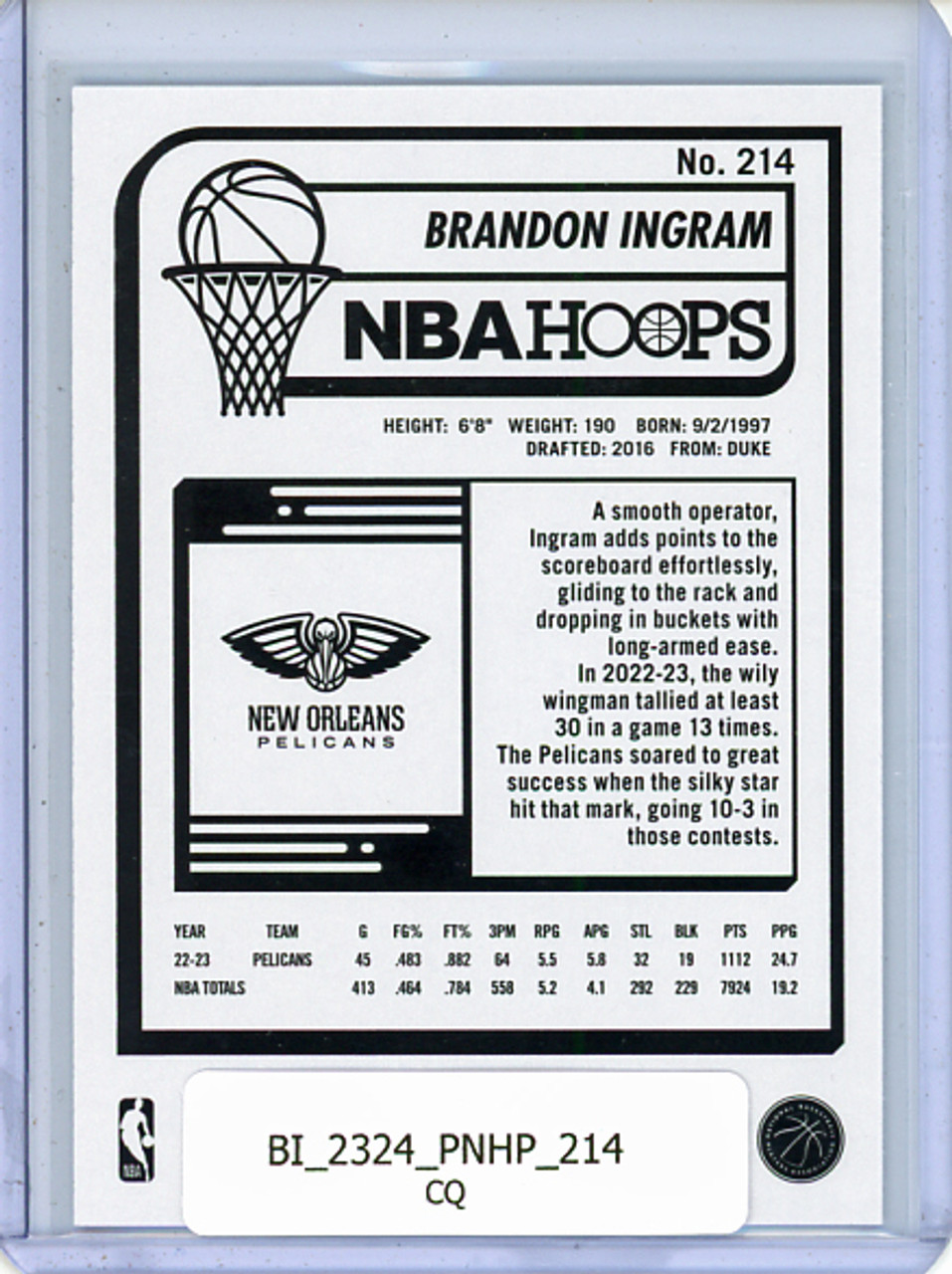 Brandon Ingram 2023-24 Hoops #214 (CQ)