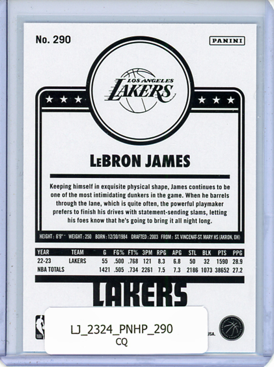 LeBron James 2023-24 Hoops #290 Tribute (CQ)