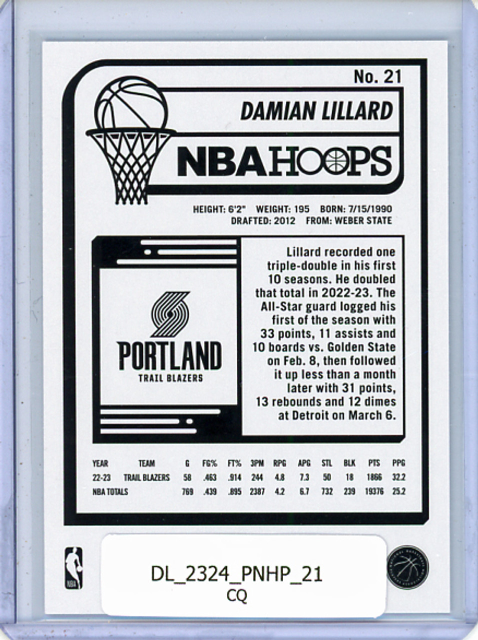 Damian Lillard 2023-24 Hoops #21 (CQ)