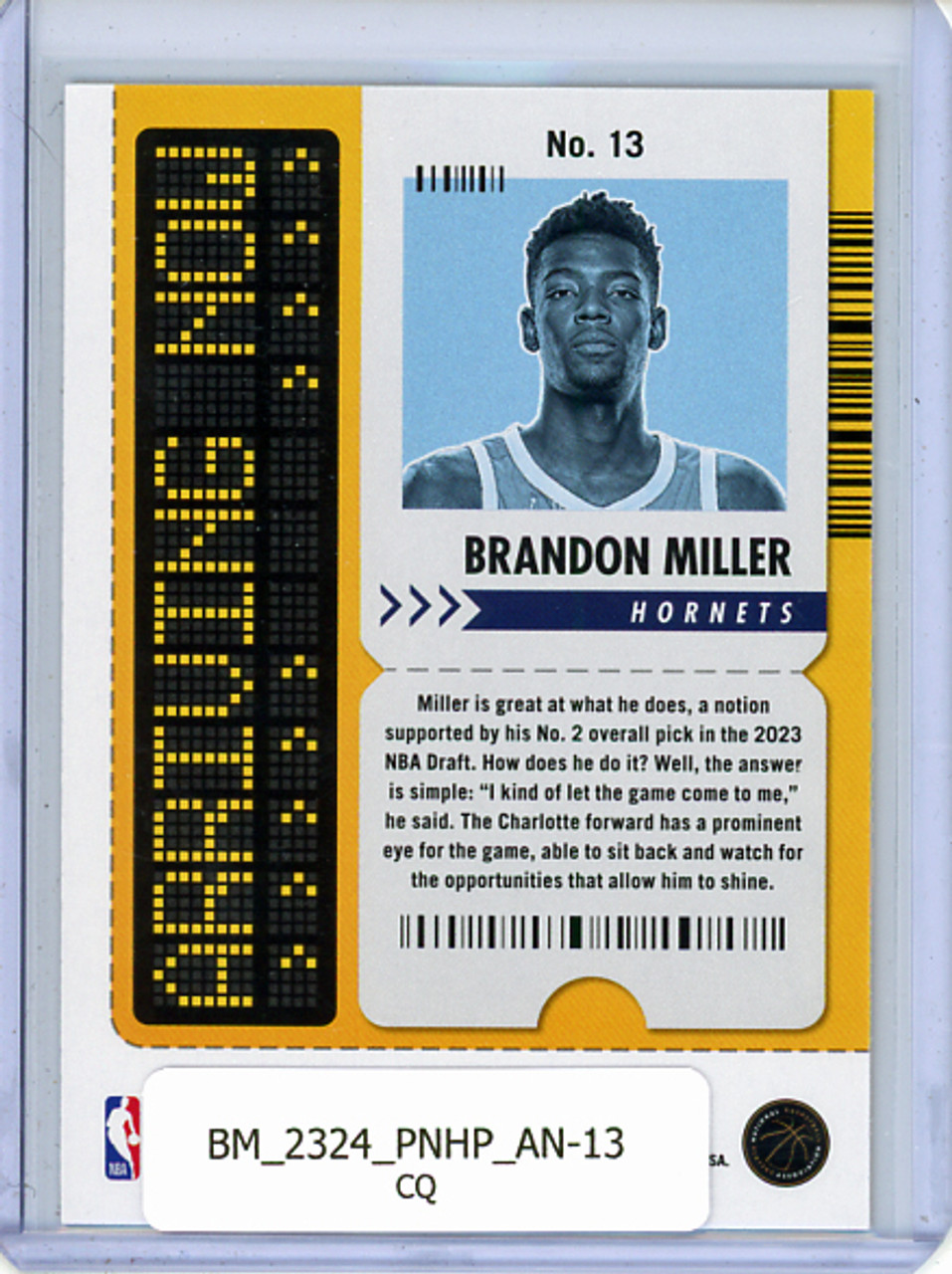 Brandon Miller 2023-24 Hoops, Arriving Now #13 (CQ)