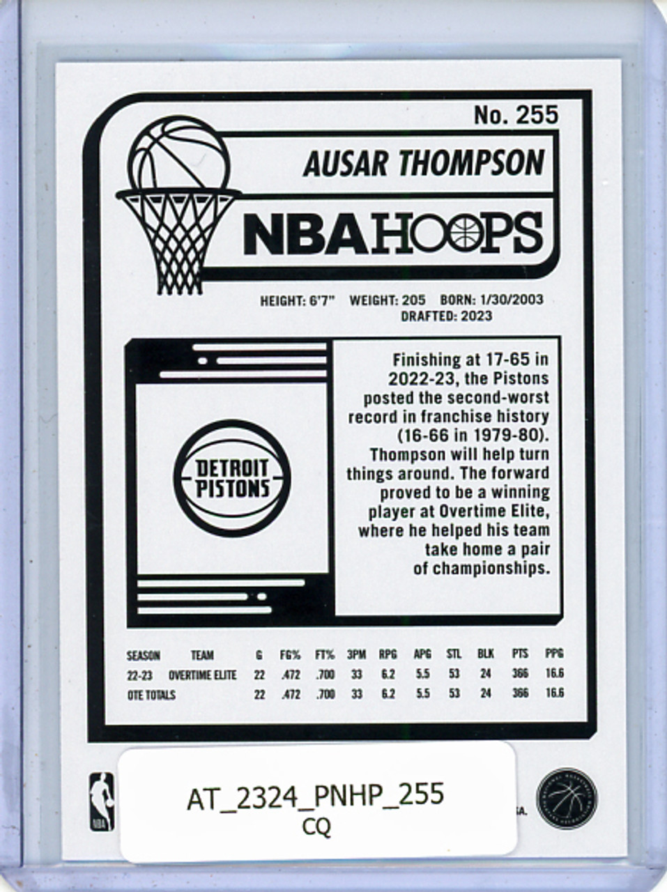Ausar Thompson 2023-24 Hoops #255 (CQ)