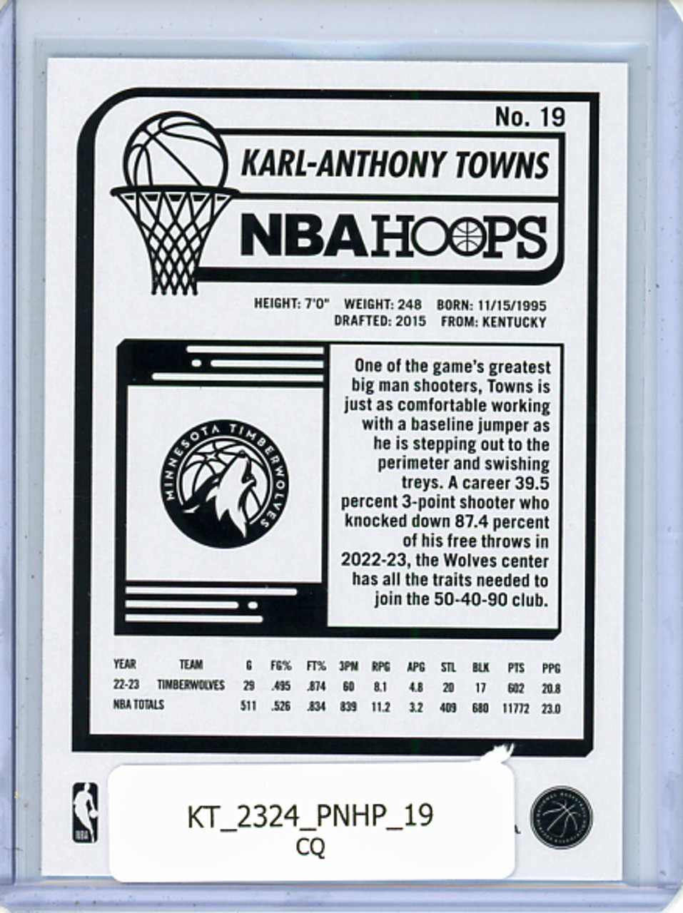 Karl-Anthony Towns 2023-24 Hoops #19 (CQ)
