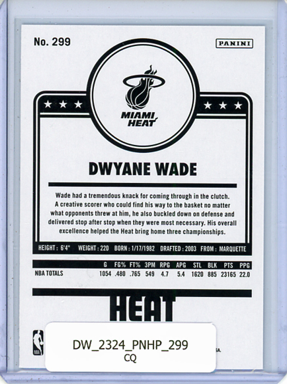 Dwyane Wade 2023-24 Hoops #299 Tribute (CQ)