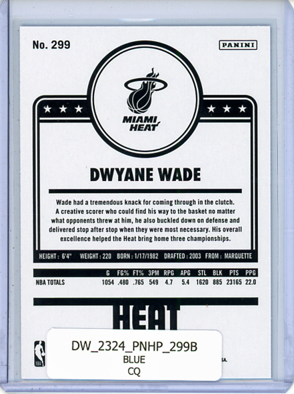 Dwyane Wade 2023-24 Hoops #299 Tribute Blue (CQ)
