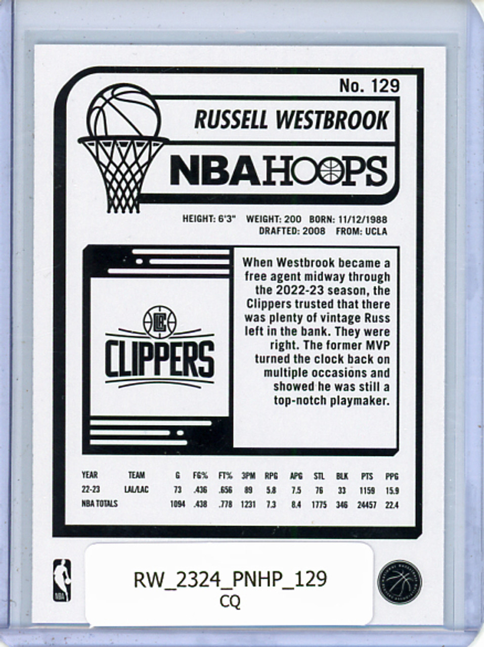 Russell Westbrook 2023-24 Hoops #129 (CQ)
