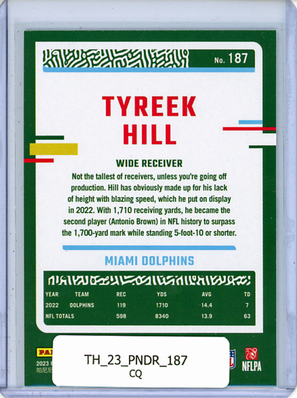 Tyreek Hill 2023 Donruss #187 (CQ)