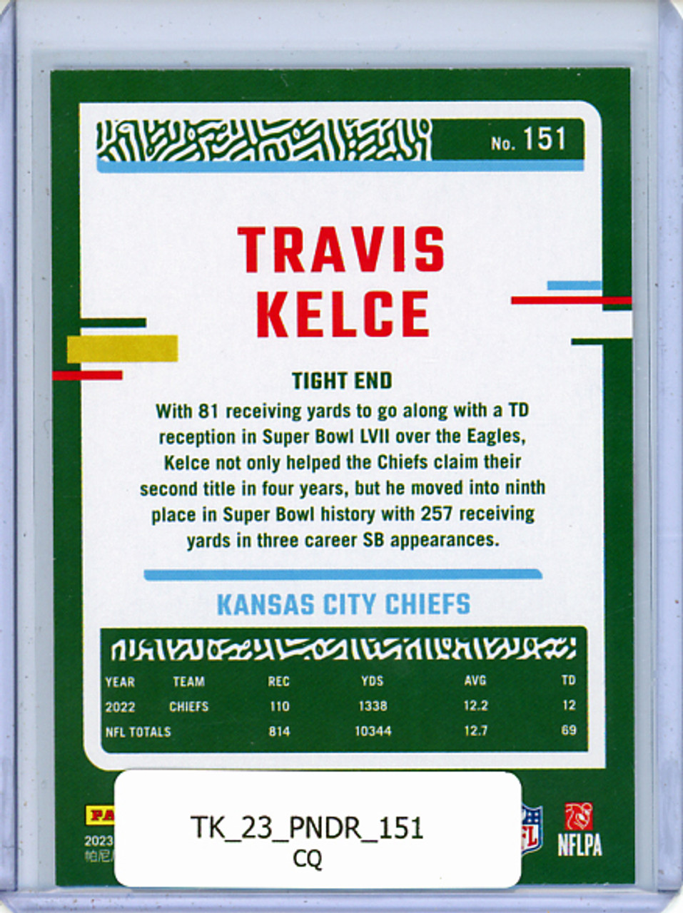 Travis Kelce 2023 Donruss #151 (CQ)