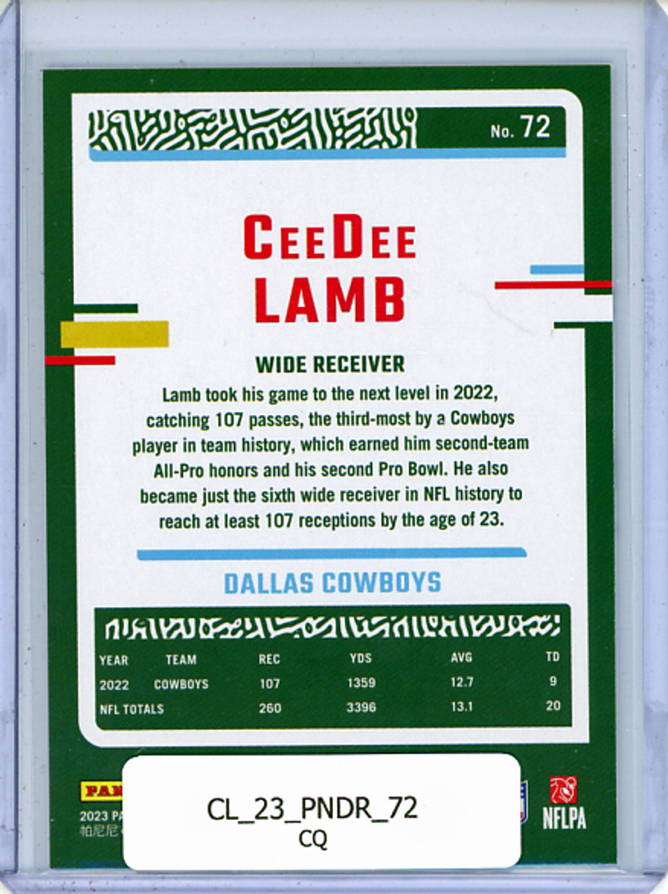 CeeDee Lamb 2023 Donruss #72 (CQ)