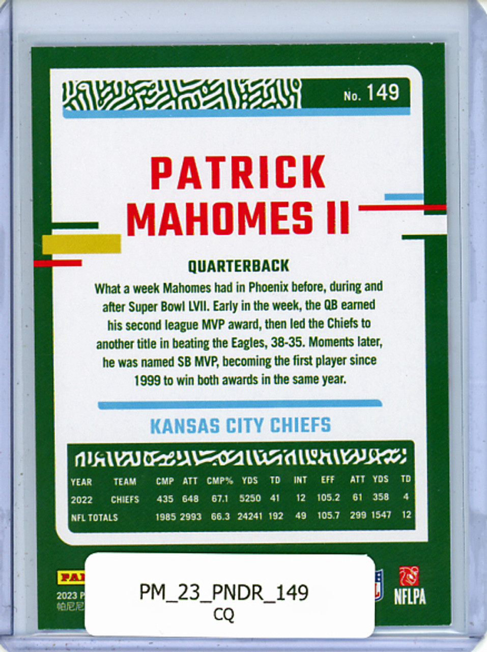 Patrick Mahomes II 2023 Donruss #149 (CQ)
