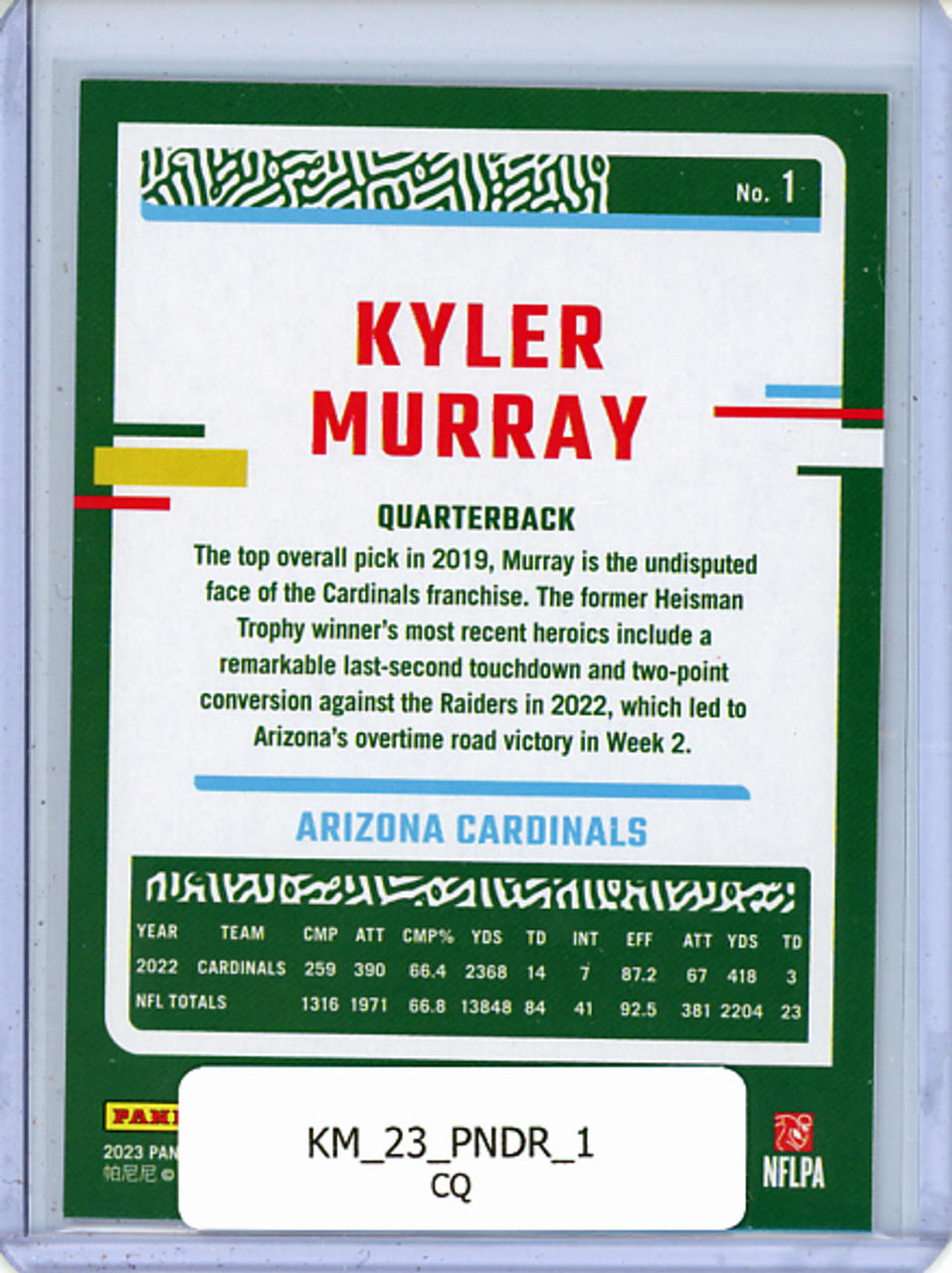 Kyler Murray 2023 Donruss #1 (CQ)