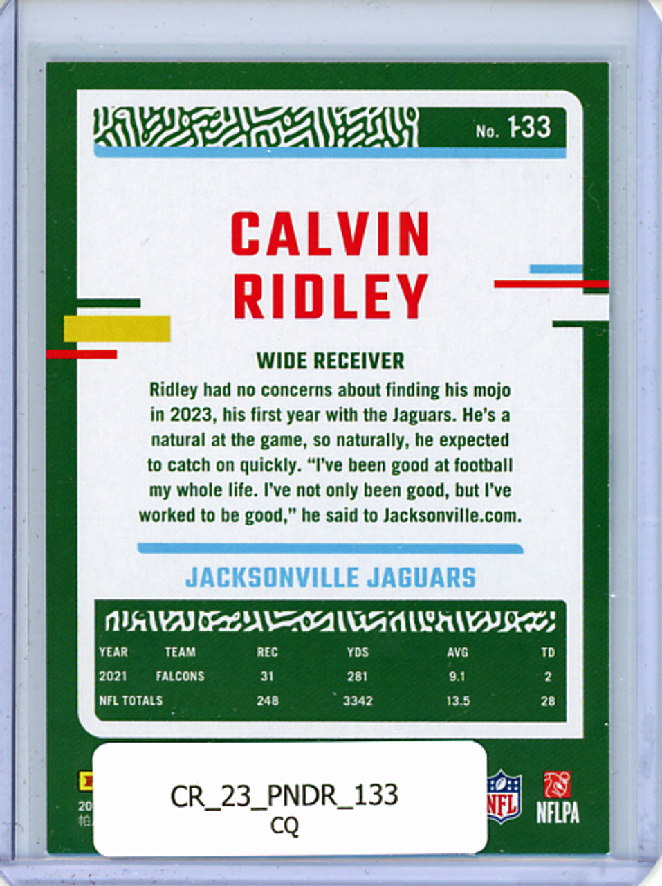 Calvin Ridley 2023 Donruss #133 (CQ)