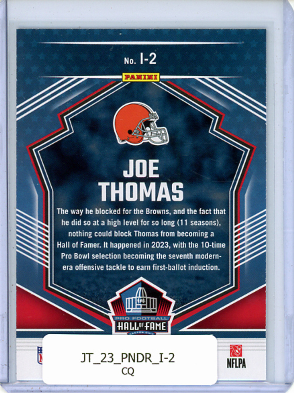 Joe Thomas 2023 Donruss, Inducted #I-2 (CQ)