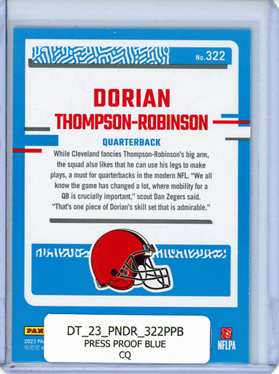 Dorian Thompson-Robinson 2023 Donruss #322 Press Proof Blue (CQ)