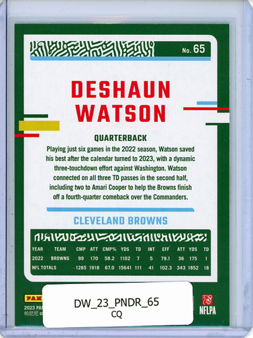 Deshaun Watson 2023 Donruss #65 (CQ)