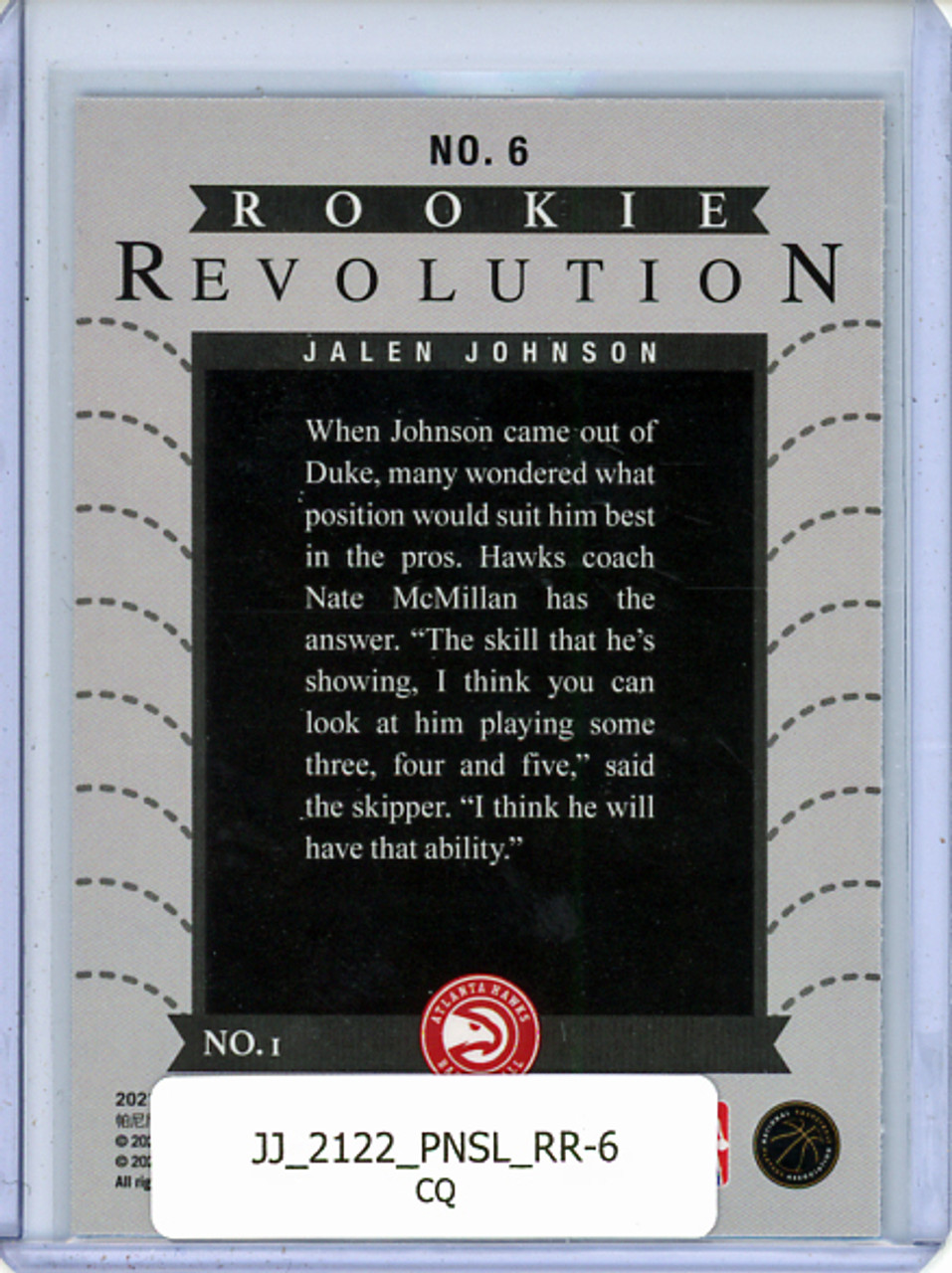 Jalen Johnson 2021-22 Select, Rookie Revolution #6 (CQ)