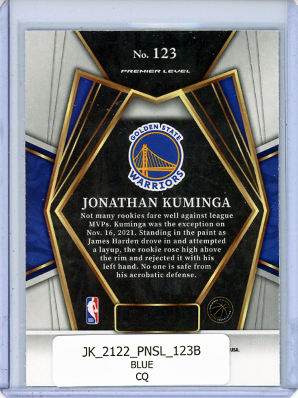 Jonathan Kuminga 2021-22 Select #123 Premier Level Blue (CQ)