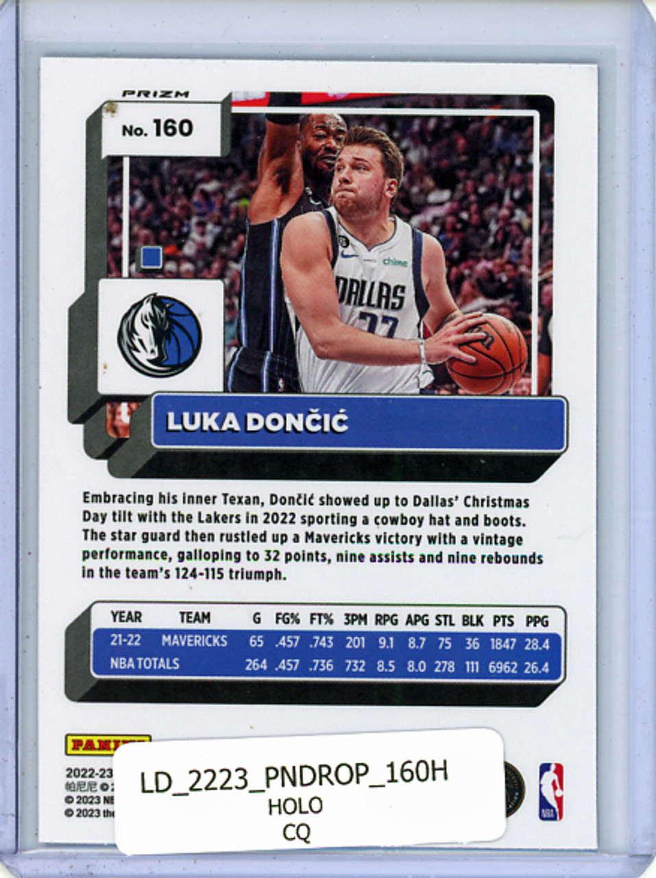 Luka Doncic 2022-23 Donruss Optic #160 Holo (CQ)