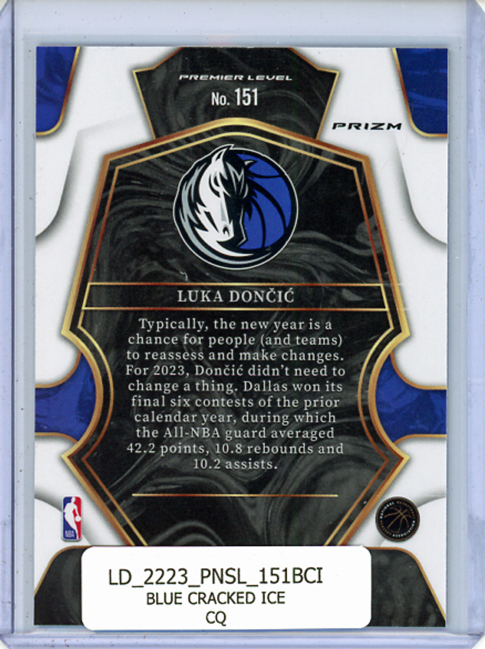 Luka Doncic 2022-23 Select #151 Premier Level Blue Cracked Ice (CQ)