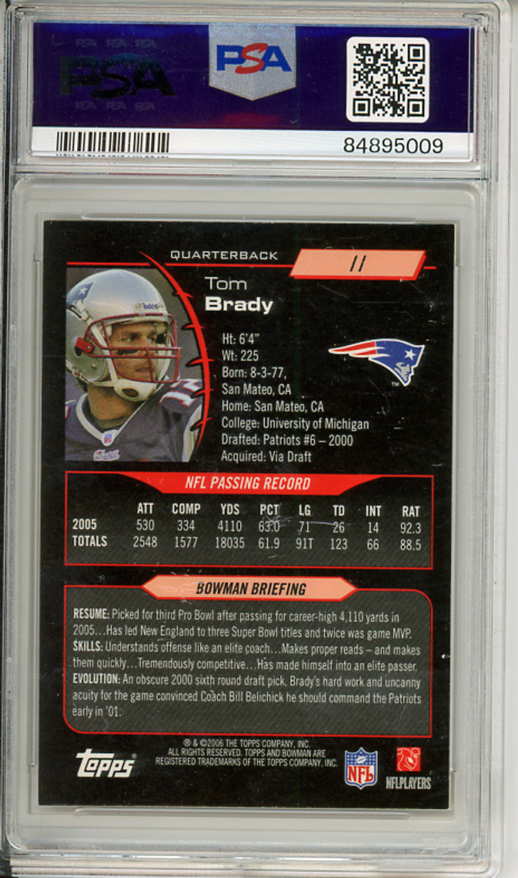 Tom Brady 2006 Bowman #11 Gold PSA 9 Mint (#84895009) (CQ)