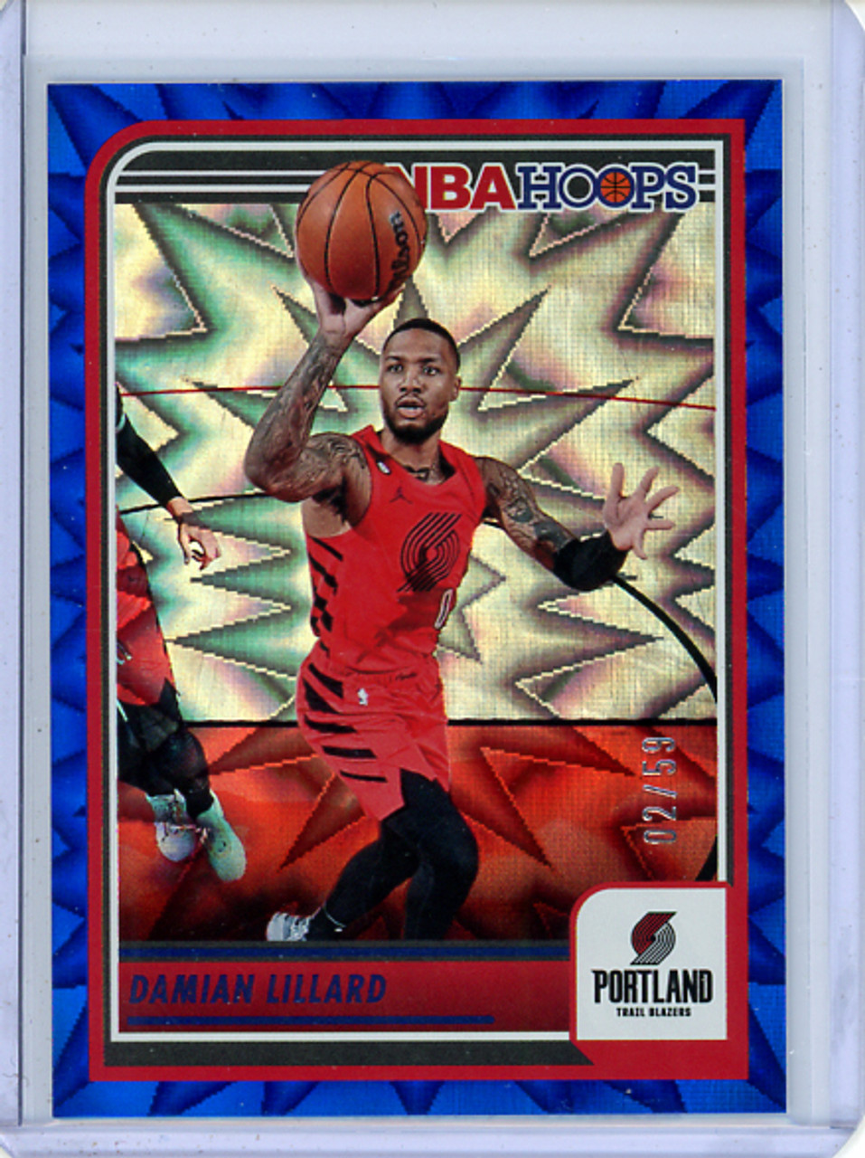 Damian Lillard 2023-24 Hoops #21 Blue Explosion (#02/59) (CQ)