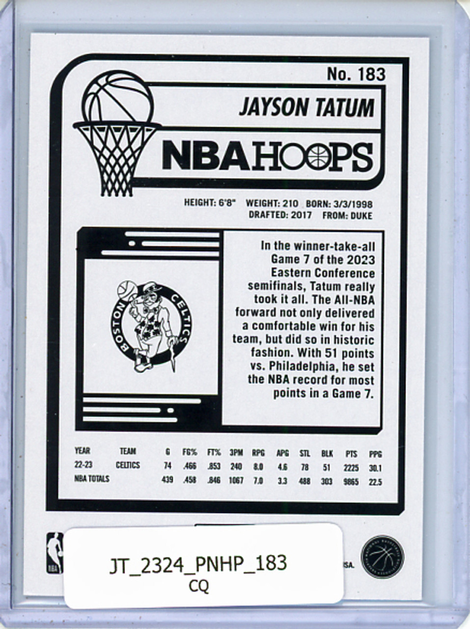 Jayson Tatum 2023-24 Hoops #183 (CQ)