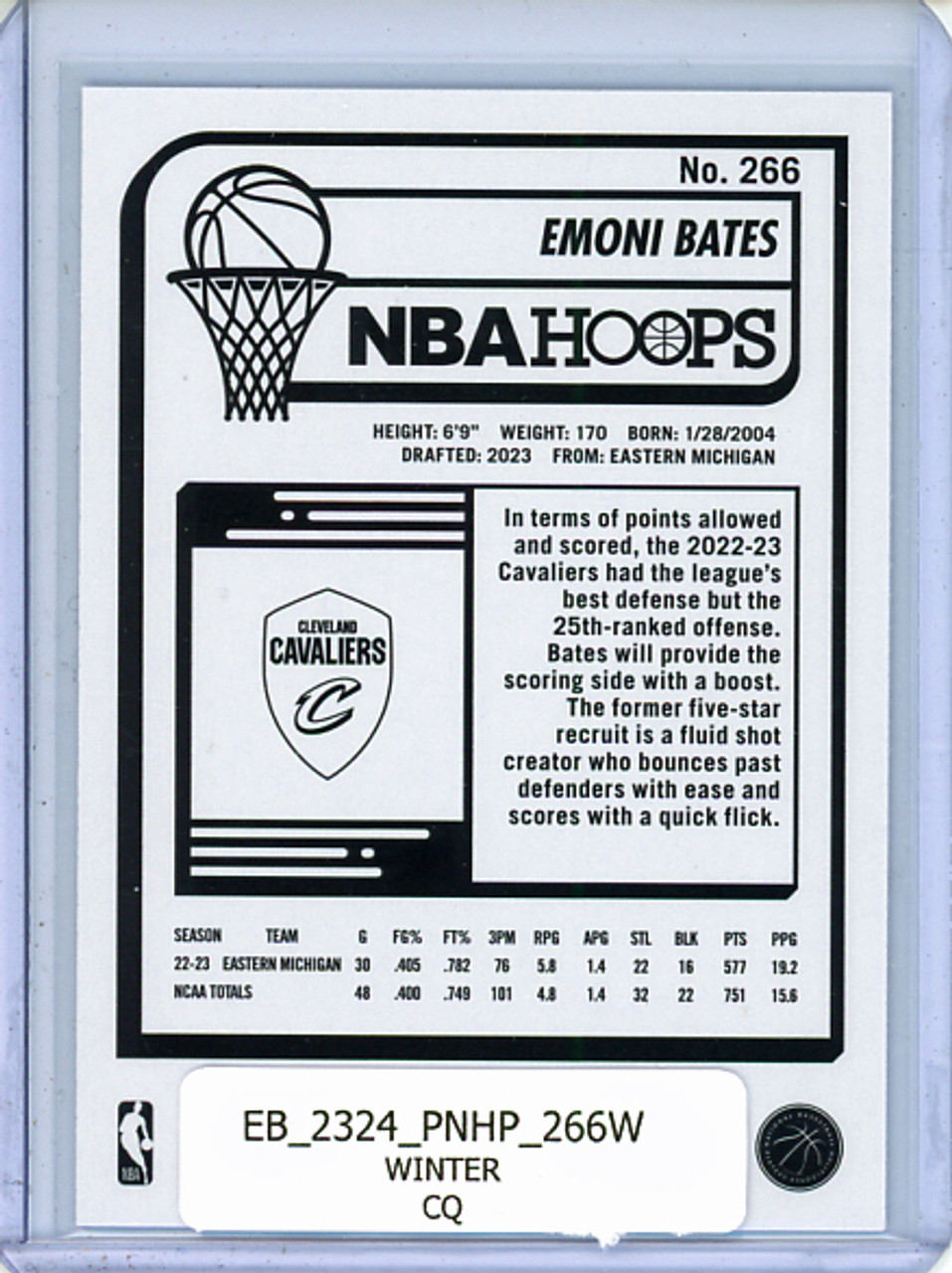 Emoni Bates 2023-24 Hoops #266 Winter (CQ)