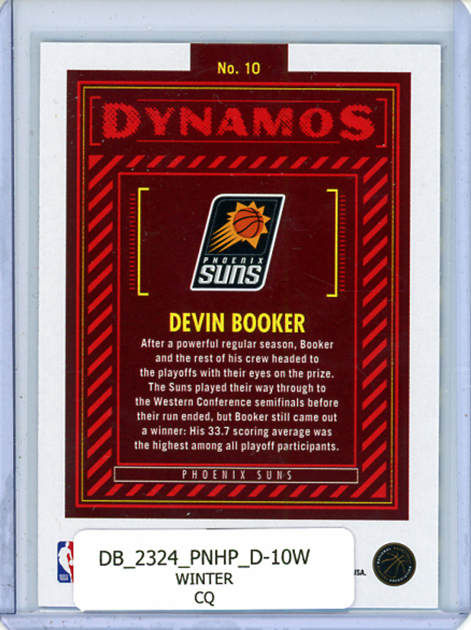 Devin Booker 2023-24 Hoops, Dynamos #10 Winter (CQ)