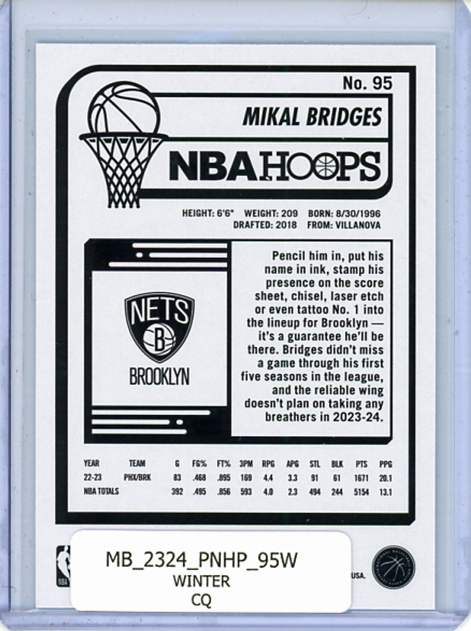 Mikal Bridges 2023-24 Hoops #95 Winter (CQ)