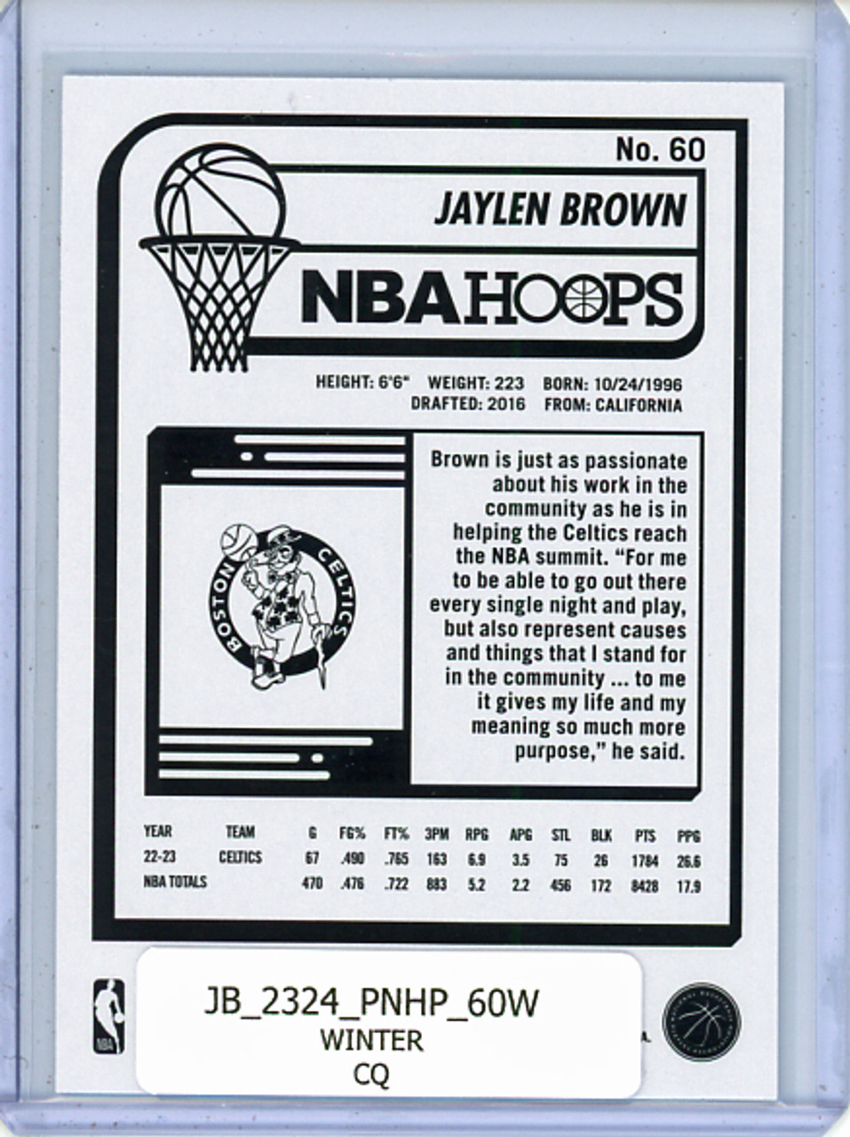 Jaylen Brown 2023-24 Hoops #60 Winter (CQ)